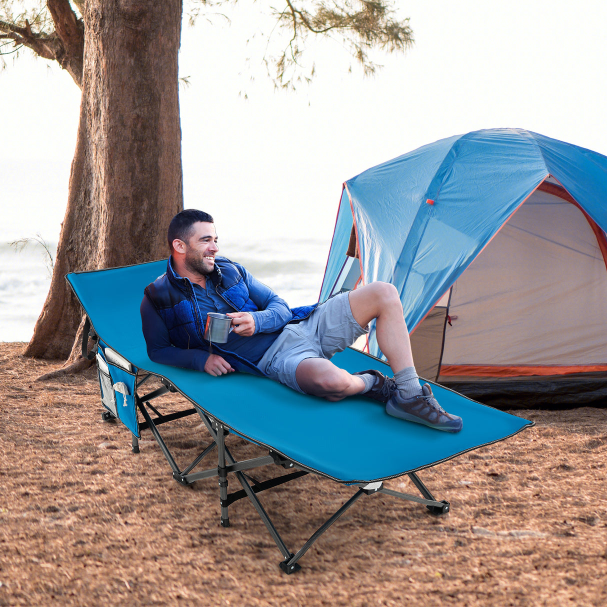 Wide Foldable Camping Cot with Carry Bag