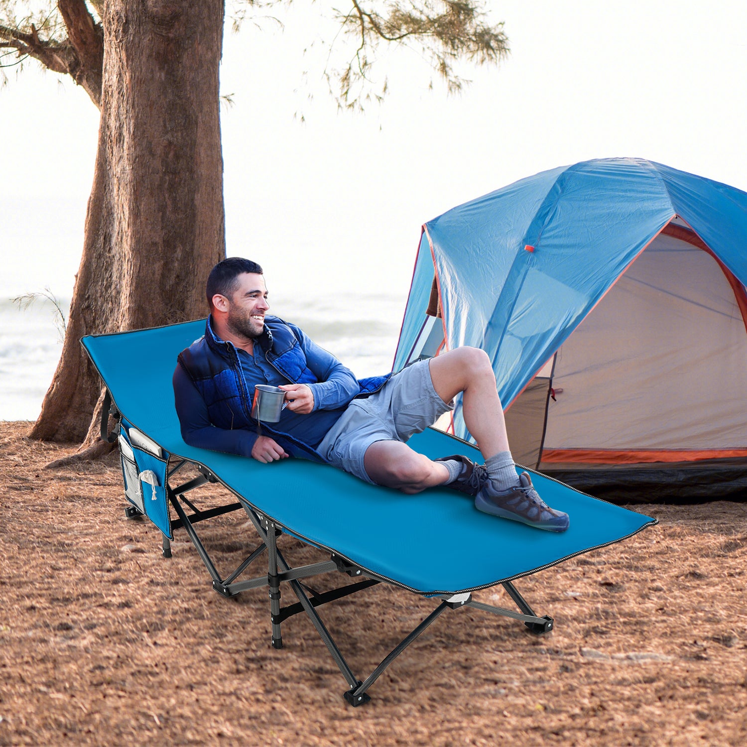 Wide Foldable Camping Cot with Carry Bag