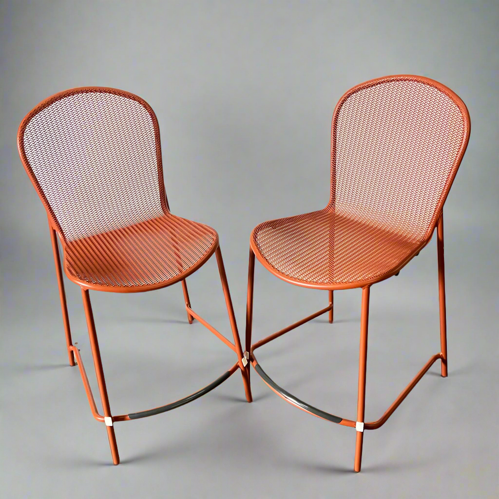 EMU (2 PACK) Steel Ronda Barstool by Designer Aldo Ciabatti 21"x25"x46" Orange