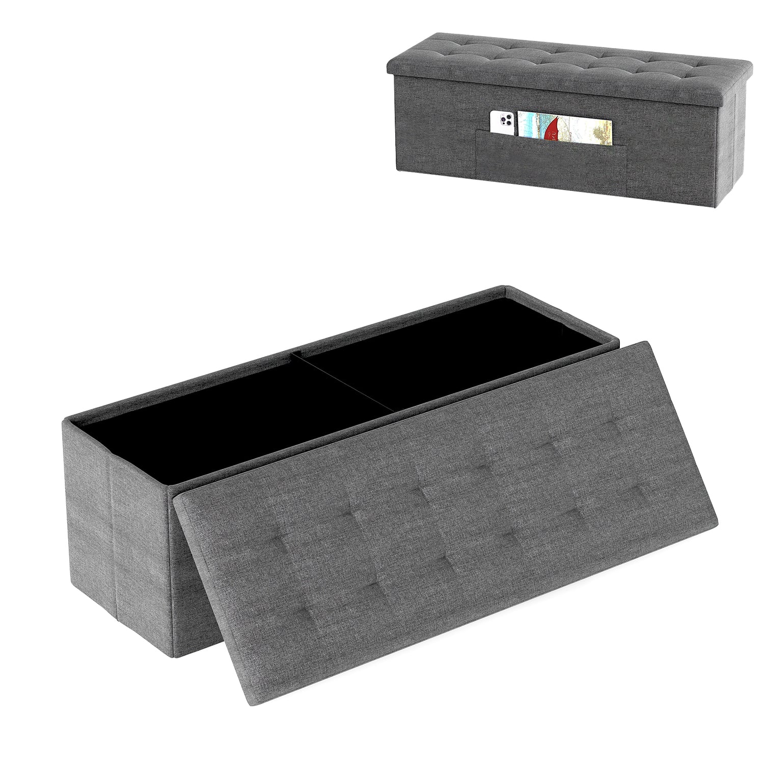 Fabric Folding Storage with Divider Bed End Bench