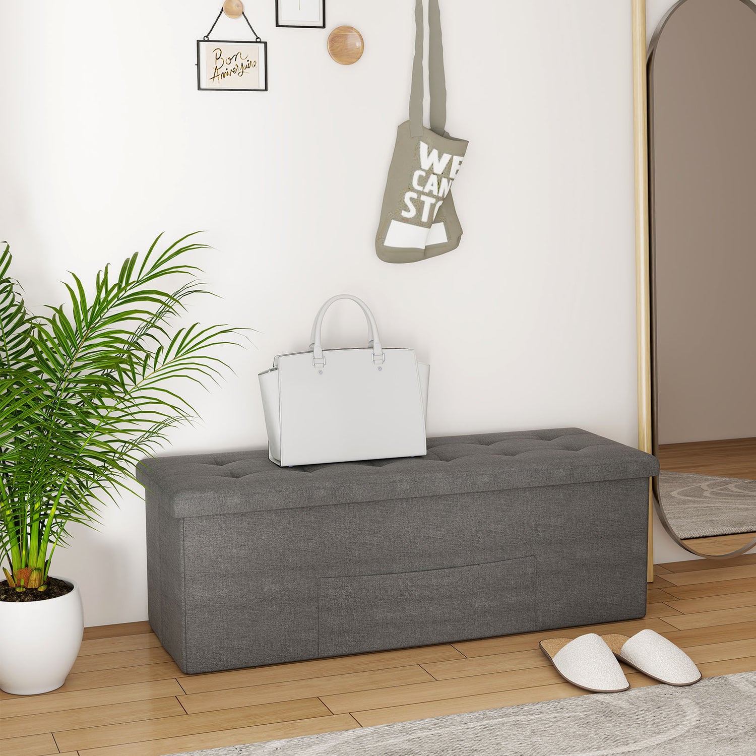 Fabric Folding Storage with Divider Bed End Bench