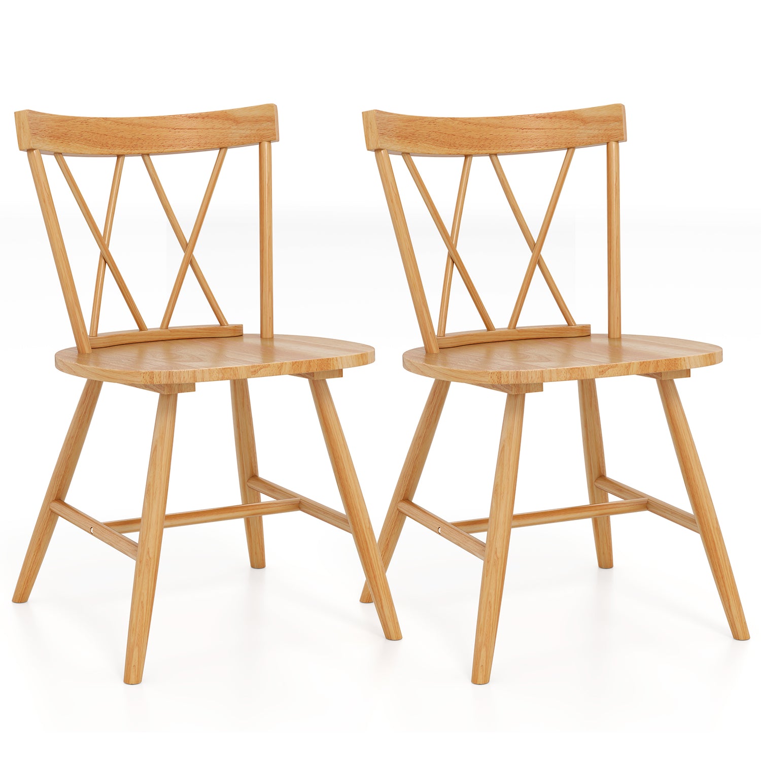Farmhouse Kitchen Dining Chair Set of 2 with Rubber Wood Frame