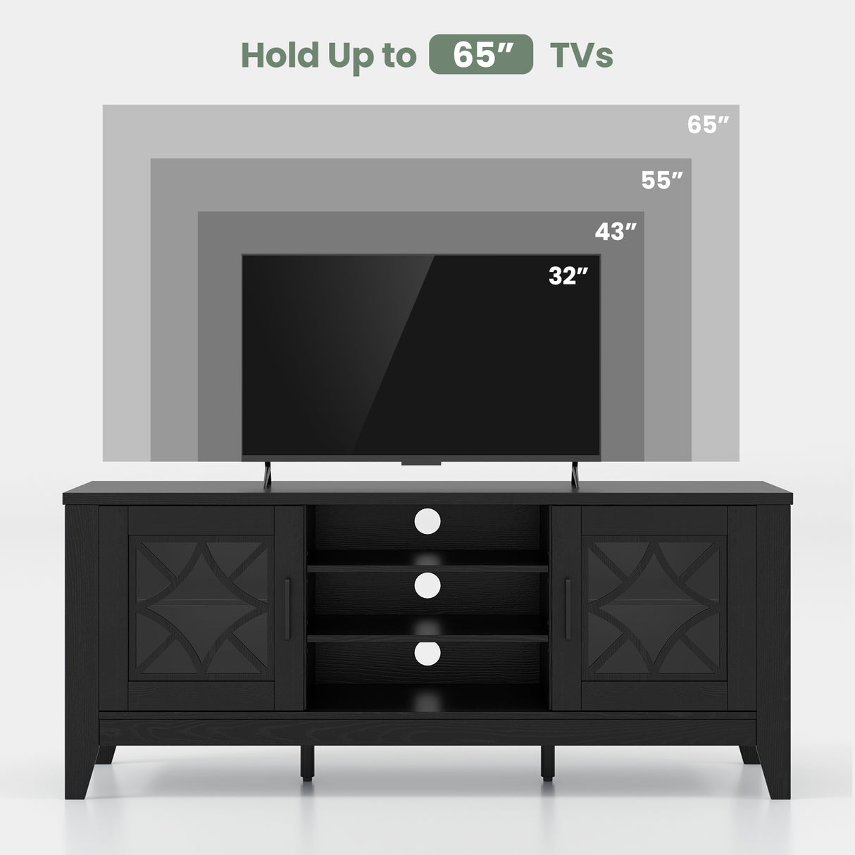 Farmhouse TV Stand for TVs Up to 65 Inches 4 Adjustable Shelves