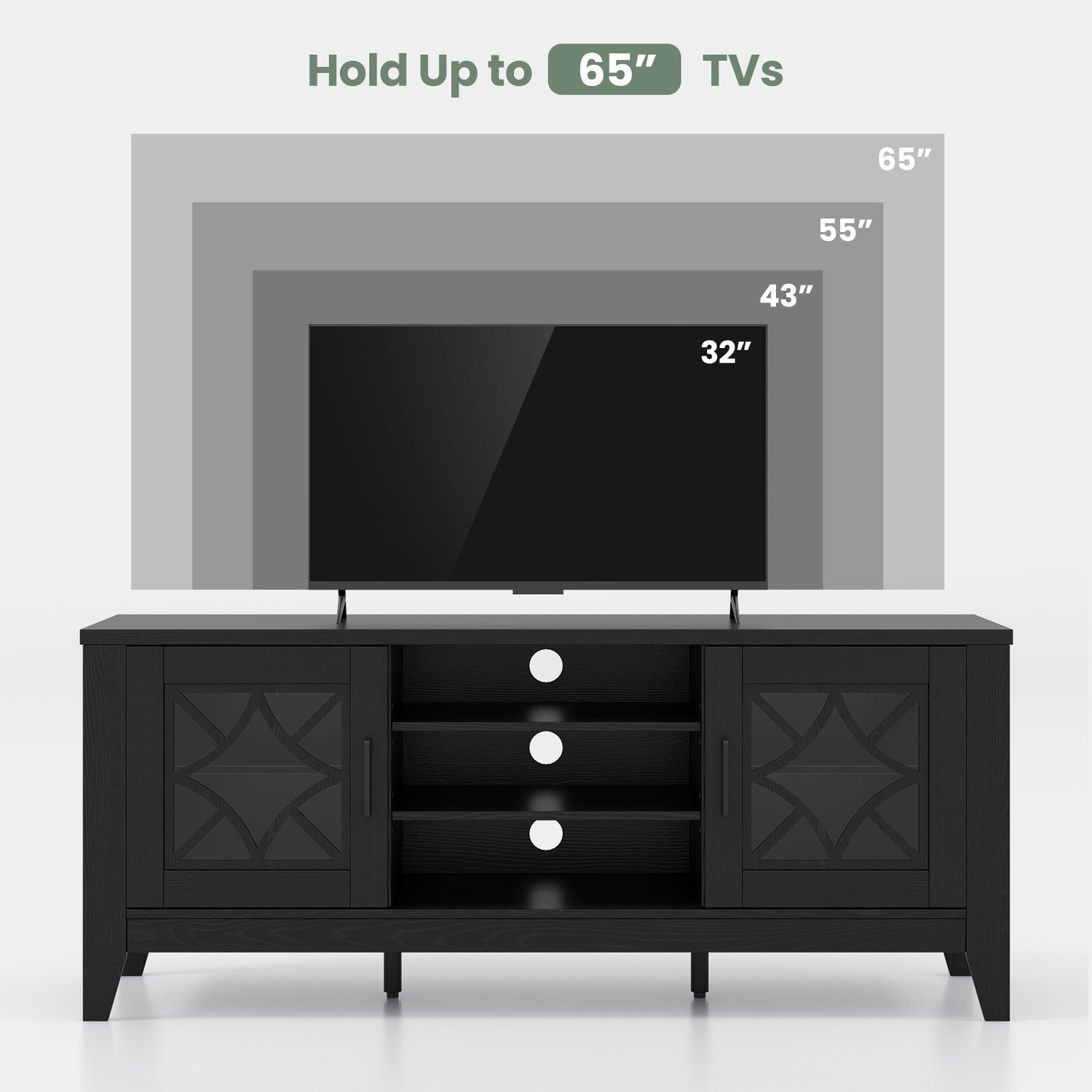 Farmhouse TV Stand for TVs Up to 65 Inches 4 Adjustable Shelves