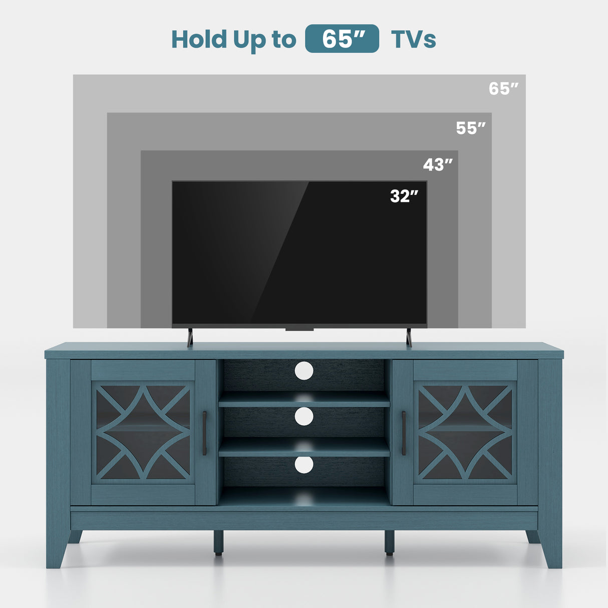 Farmhouse TV Stand for TVs Up to 65 Inches 4 Adjustable Shelves