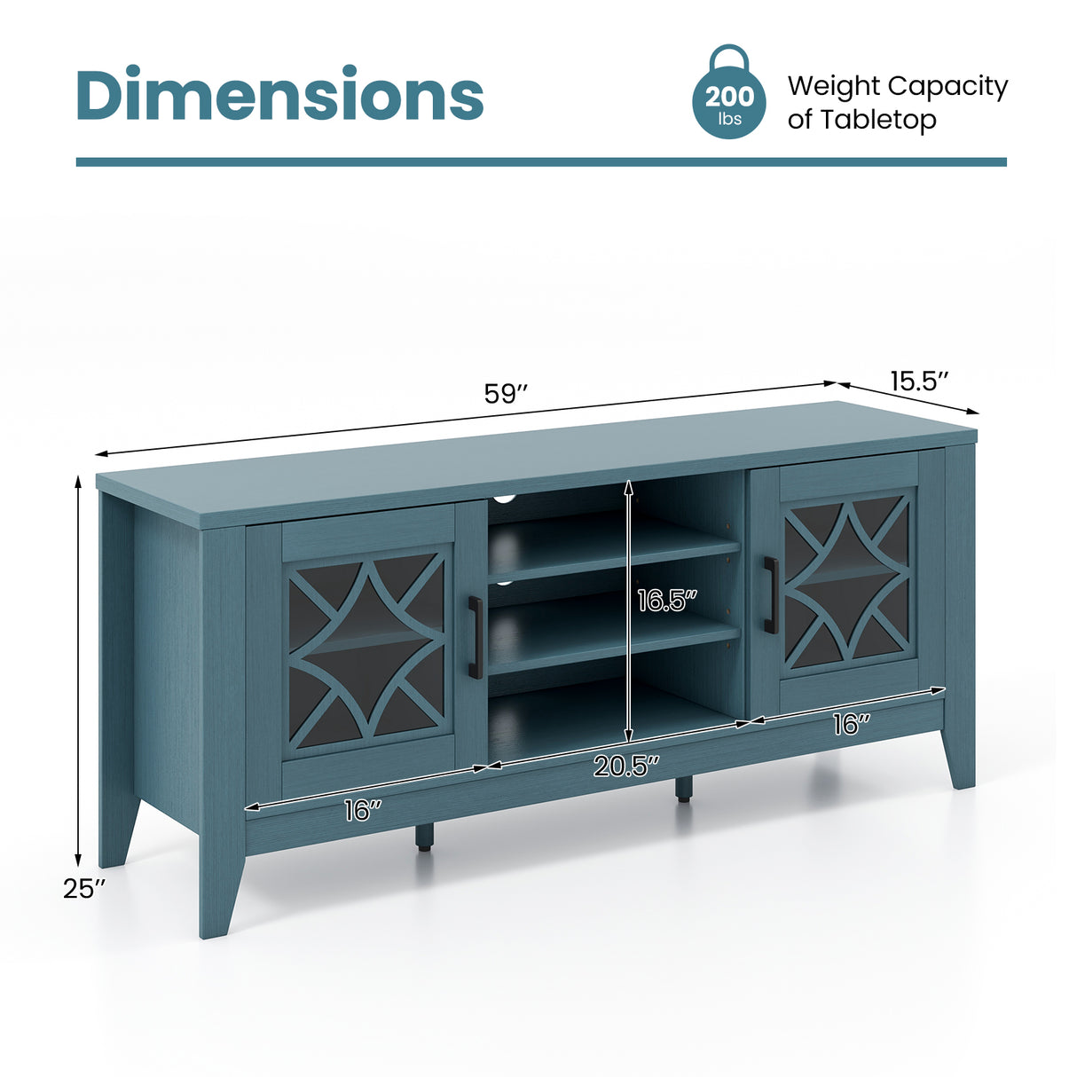 Farmhouse TV Stand for TVs Up to 65 Inches 4 Adjustable Shelves