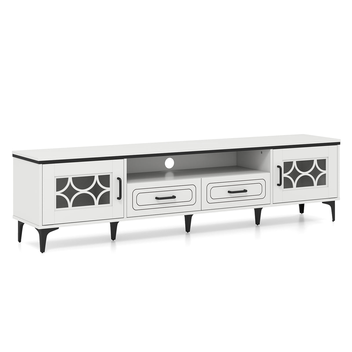 Farmhouse TV Stand for TVs up to 80 Inch with 2 Drawers
