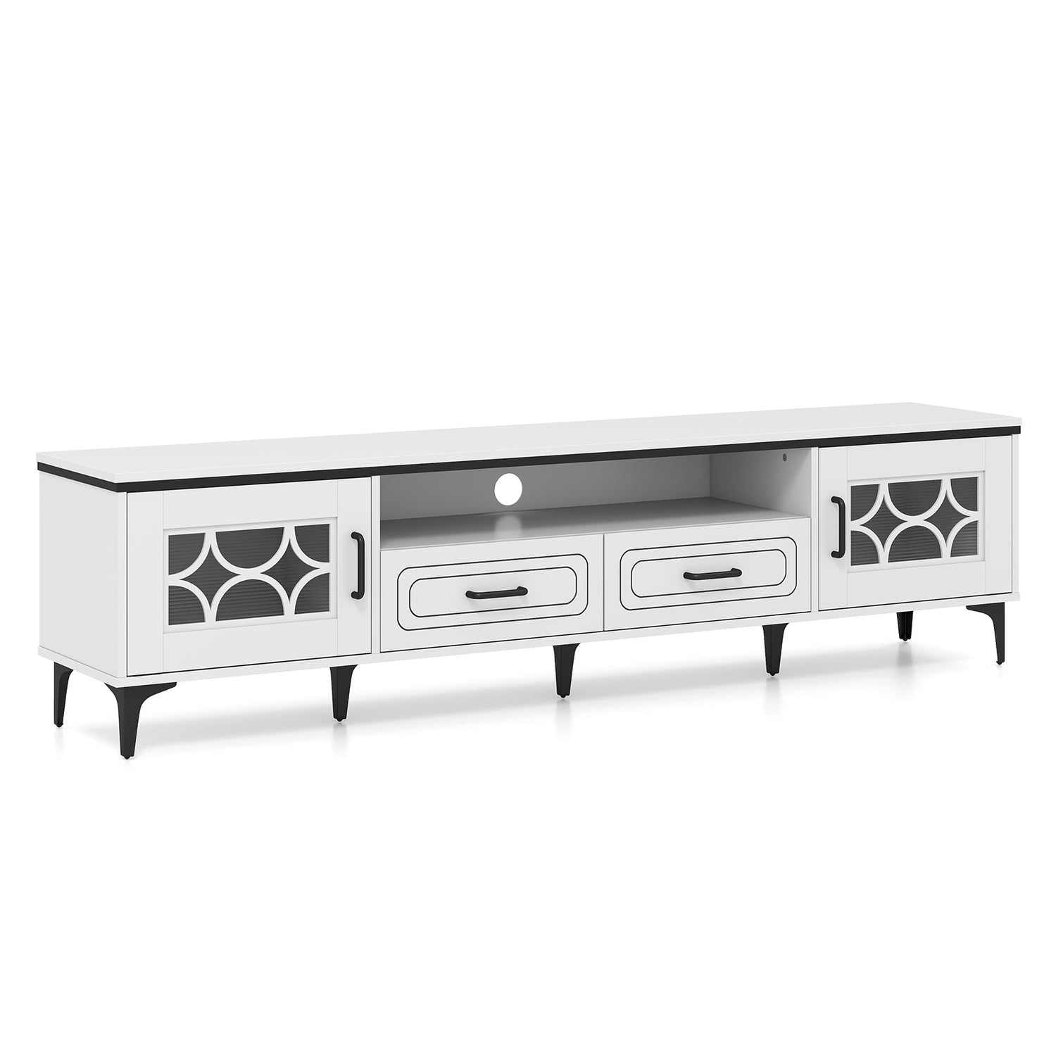 Farmhouse TV Stand for TVs up to 80 Inch with 2 Drawers