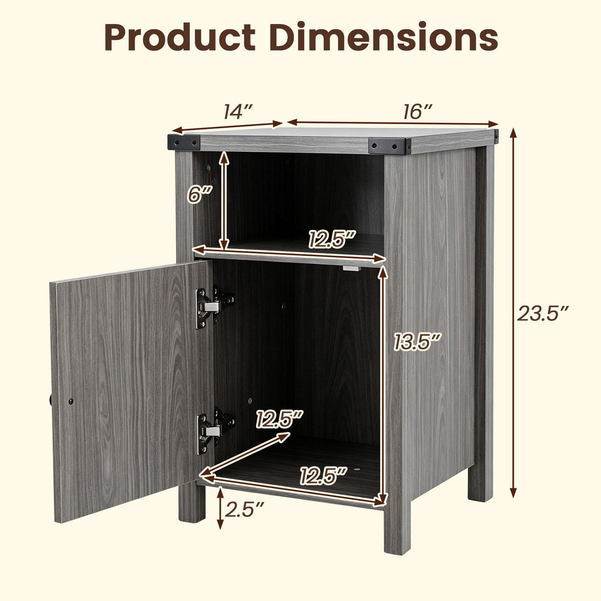 Farmhouse Wooden Nightstand with Barn Door and Storage Cabinet-2Pack/Cabinet-1pack