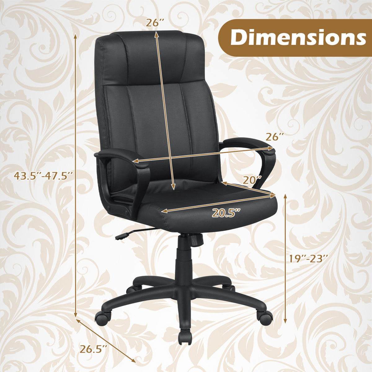 Faux Leather Office Chair Computer Desk Chair with Rocking Function