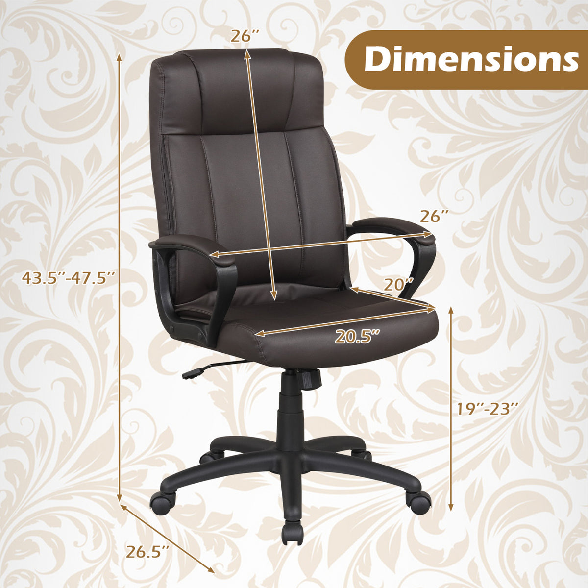 Faux Leather Office Chair Computer Desk Chair with Rocking Function