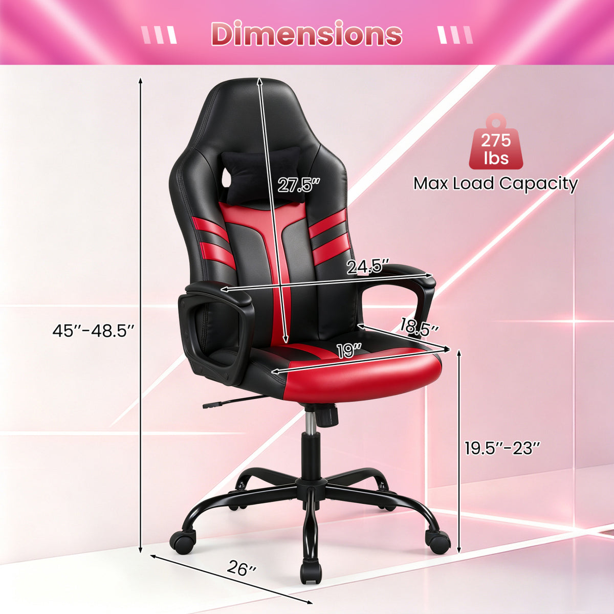 Faux Leather Upholstered Office Chair with Removable Head Pillow and Rocking Function
