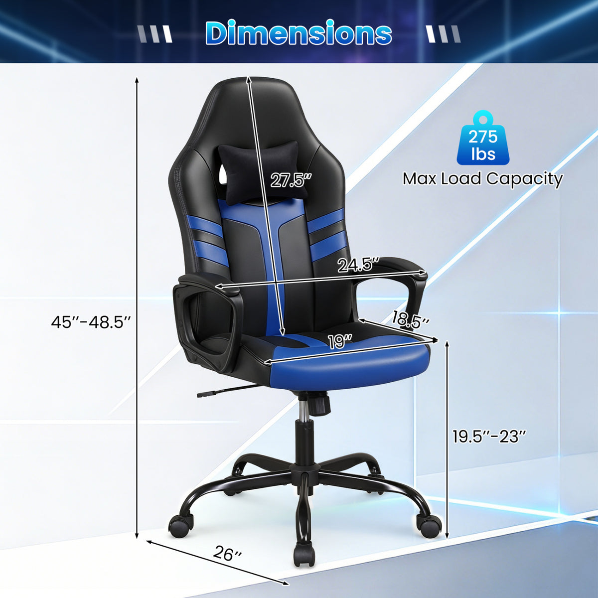 Faux Leather Upholstered Office Chair with Removable Head Pillow and Rocking Function