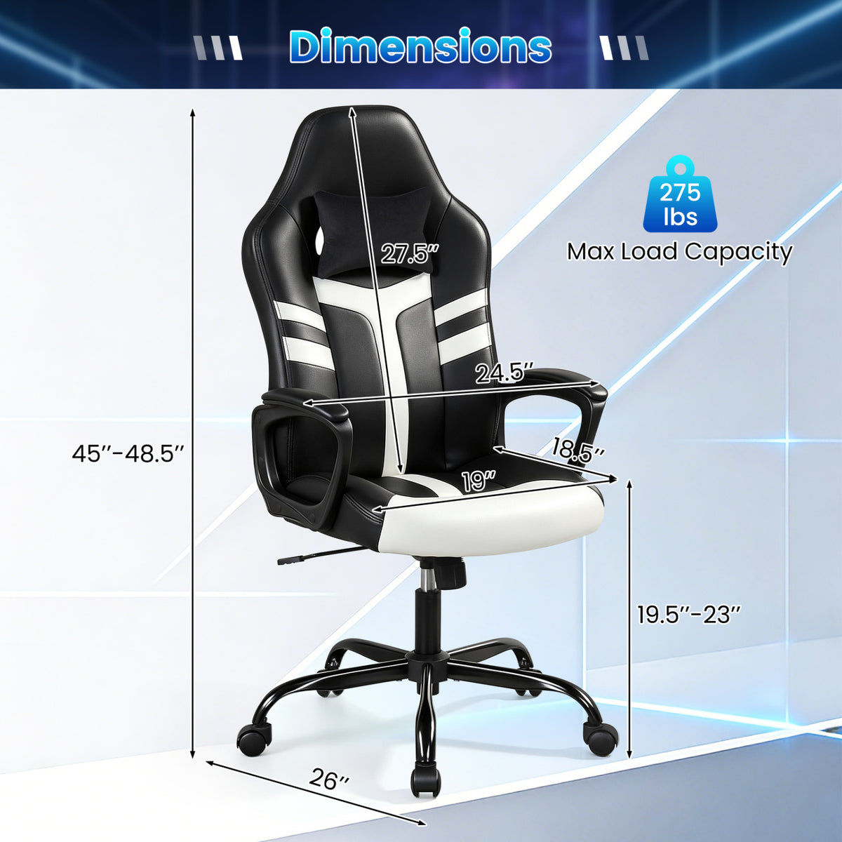 Faux Leather Upholstered Office Chair with Removable Head Pillow and Rocking Function
