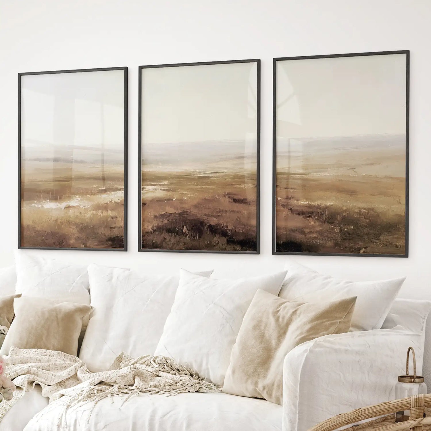 Minimalist Neutral Landscape Wall Art. Set of 3 Prints