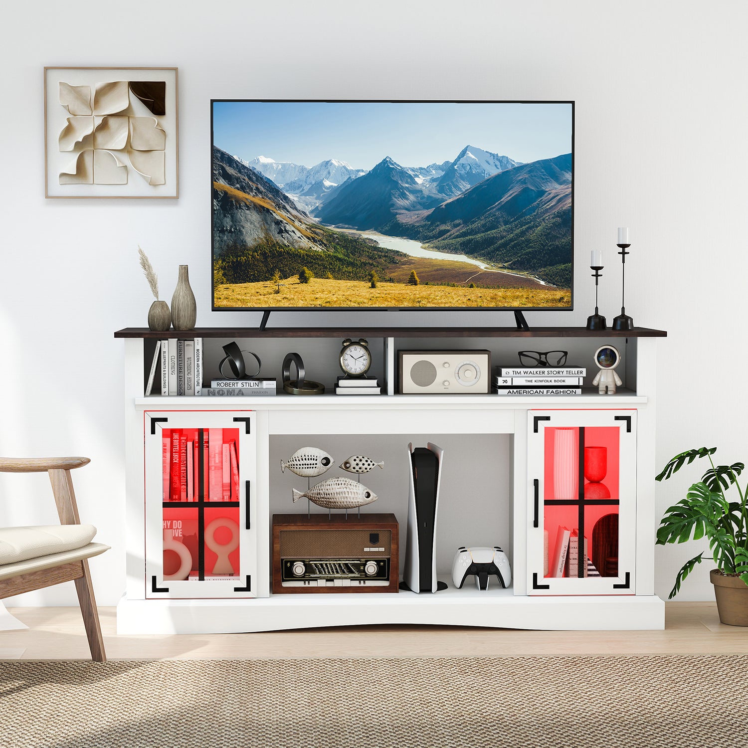 TV Stand with LED Lights and Remote Control