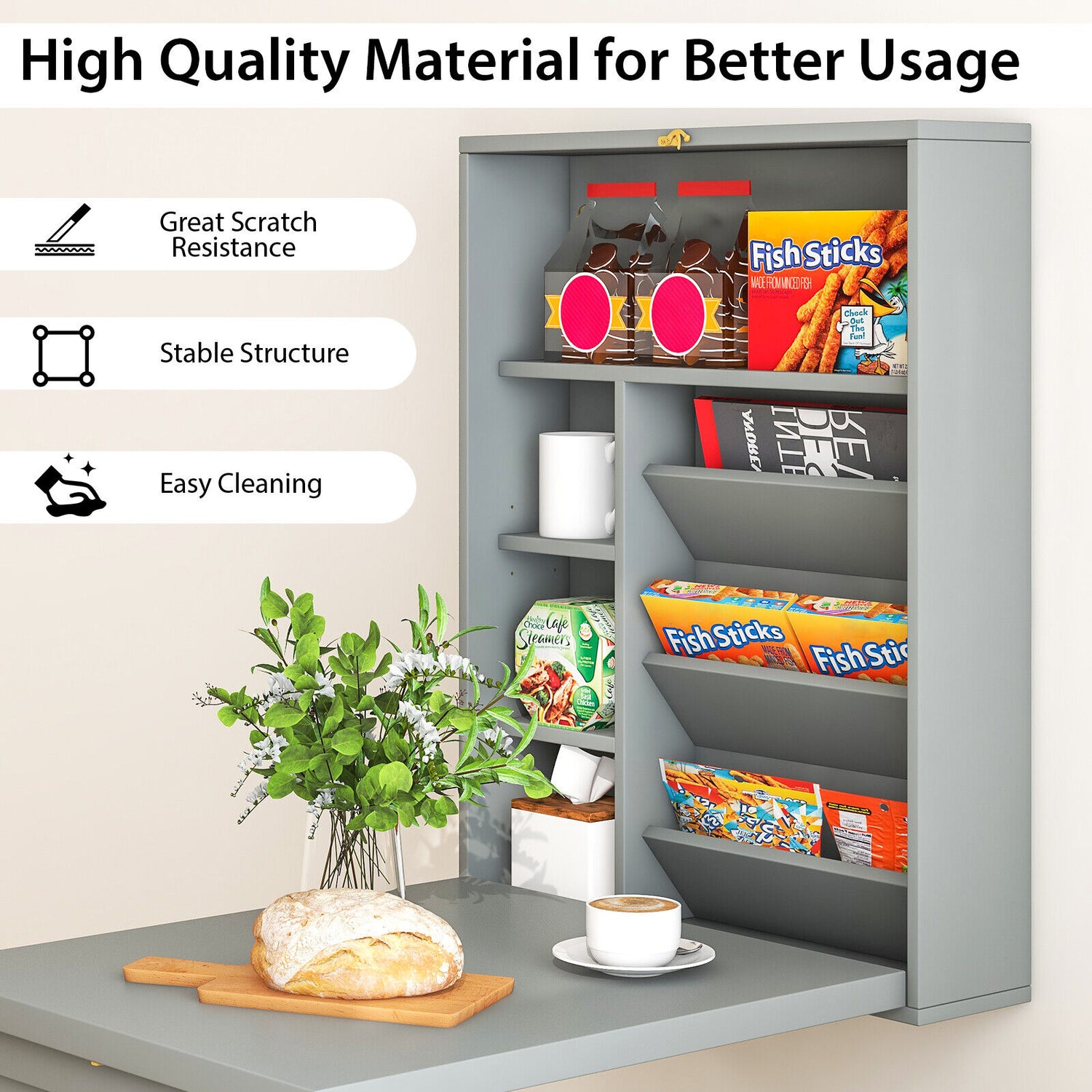 Wall Mounted Fold-Out Convertible Floating Desk Space Saver