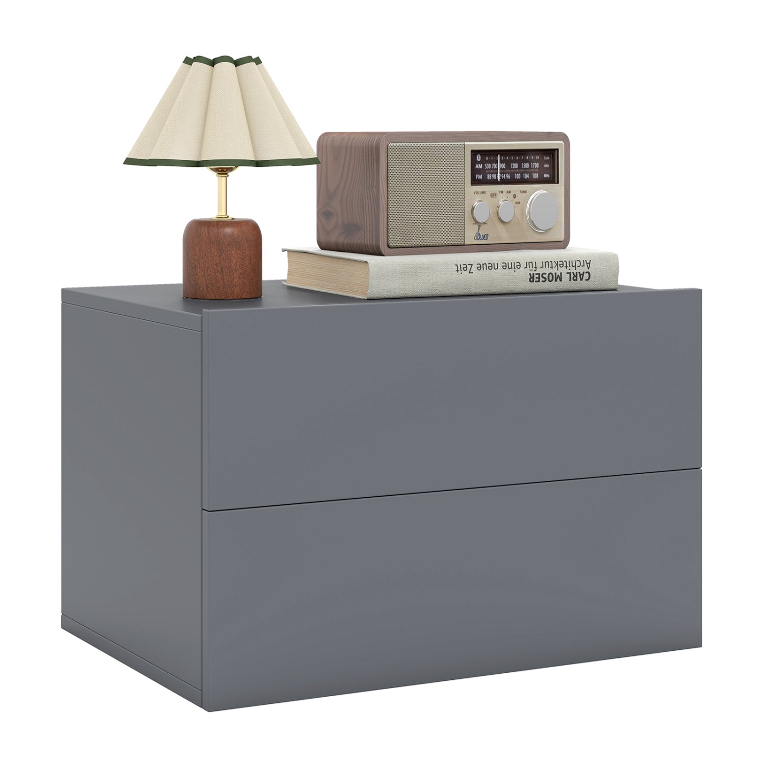 Floating Nightstand with 2 Storage Drawers Wall Mounted for Bedroom