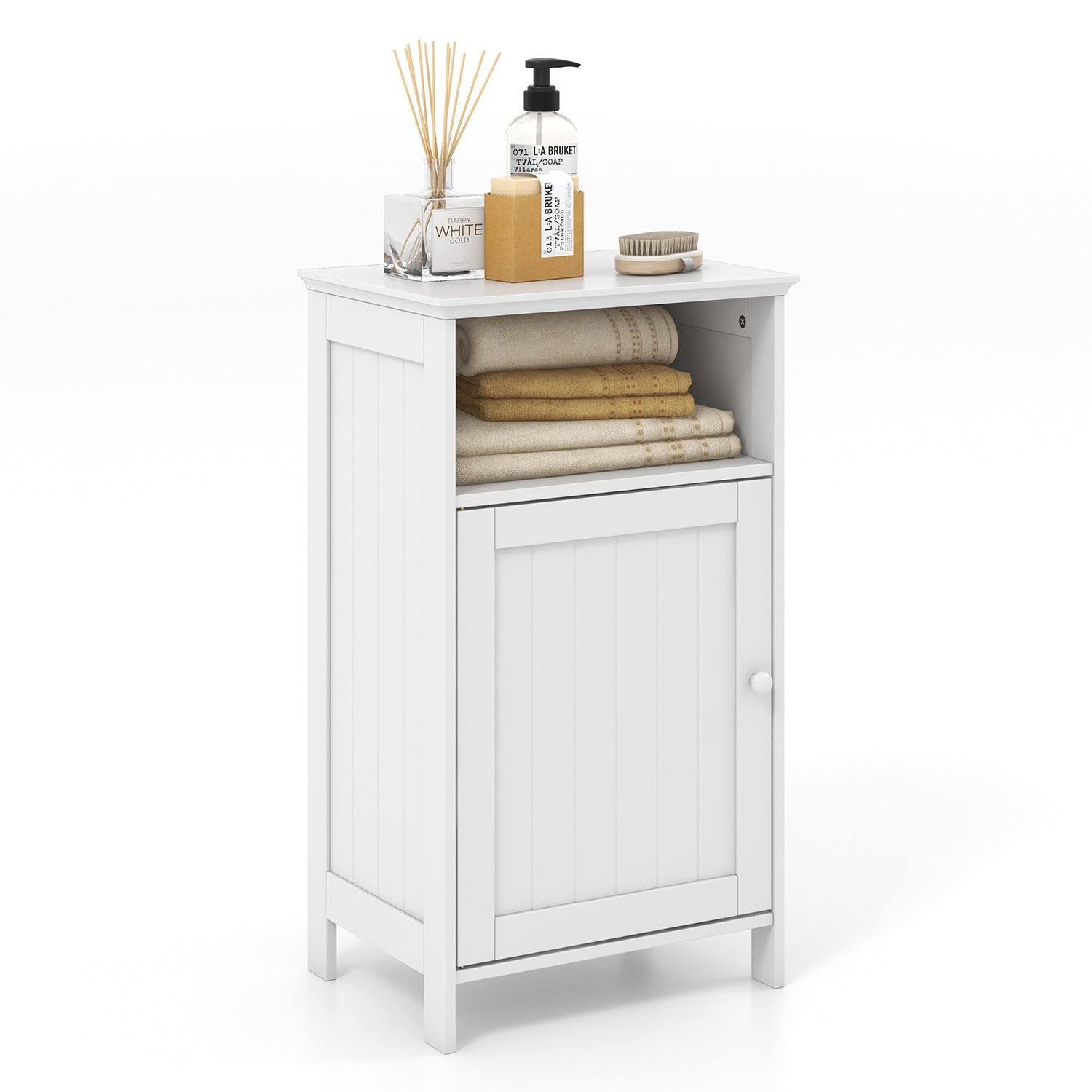 Bathroom Freestanding Adjustable Shelf Floor Storage Cabinet