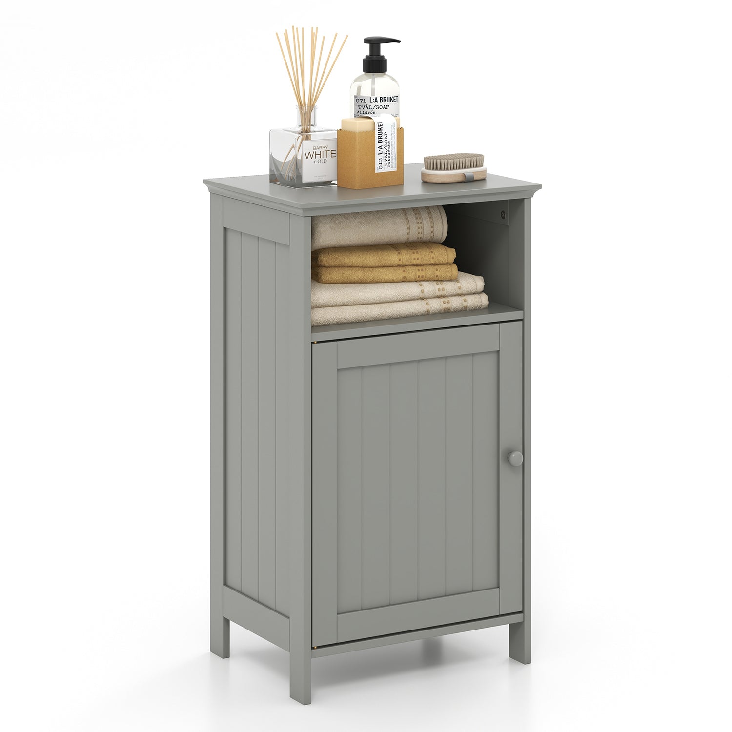 Bathroom Freestanding Adjustable Shelf Floor Storage Cabinet