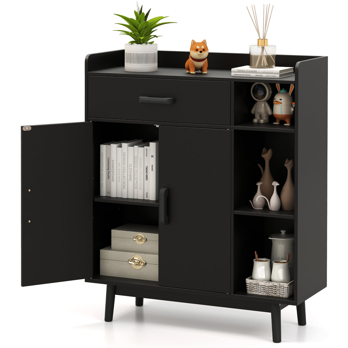 Floor Storage Cabinet Free Standing Cupboard Chest