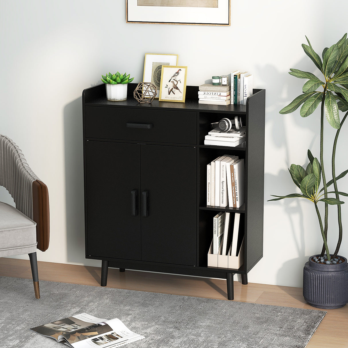 Floor Storage Cabinet Free Standing Cupboard Chest