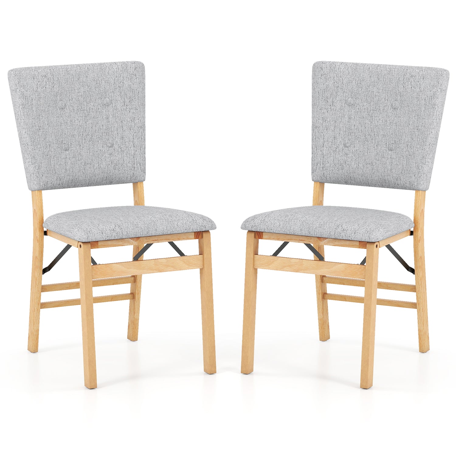 Foldable Dining Chair Set of 2 Armless Kitchen Chair with Padded Seat and Tilt Backrest