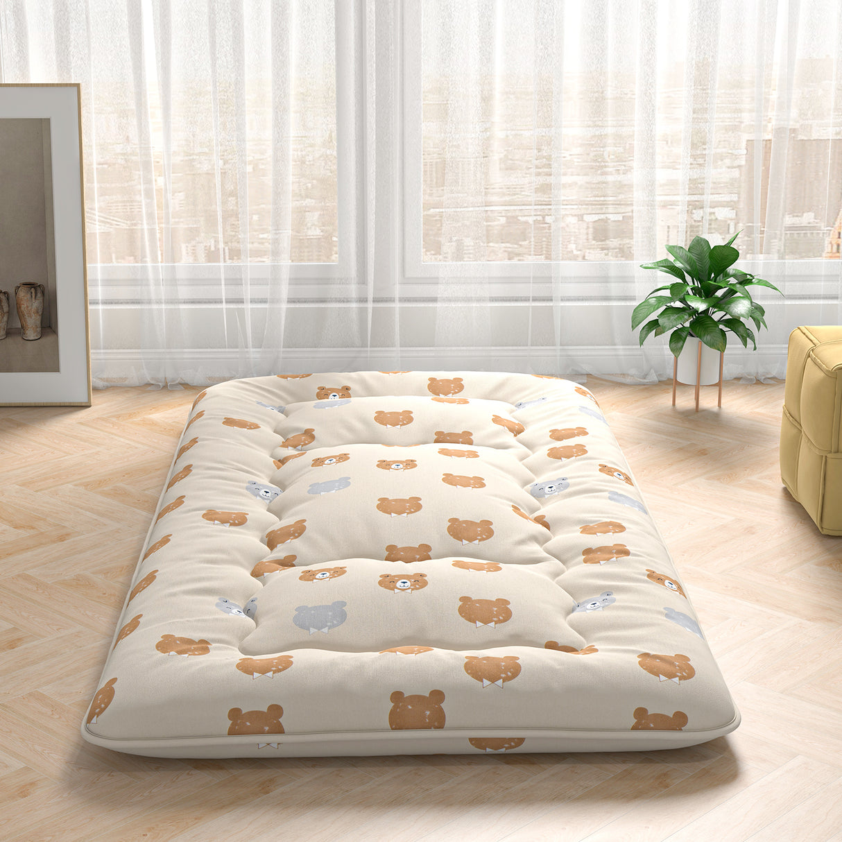 Foldable Futon Mattress with Washable Cover and Carry Bag for Camping