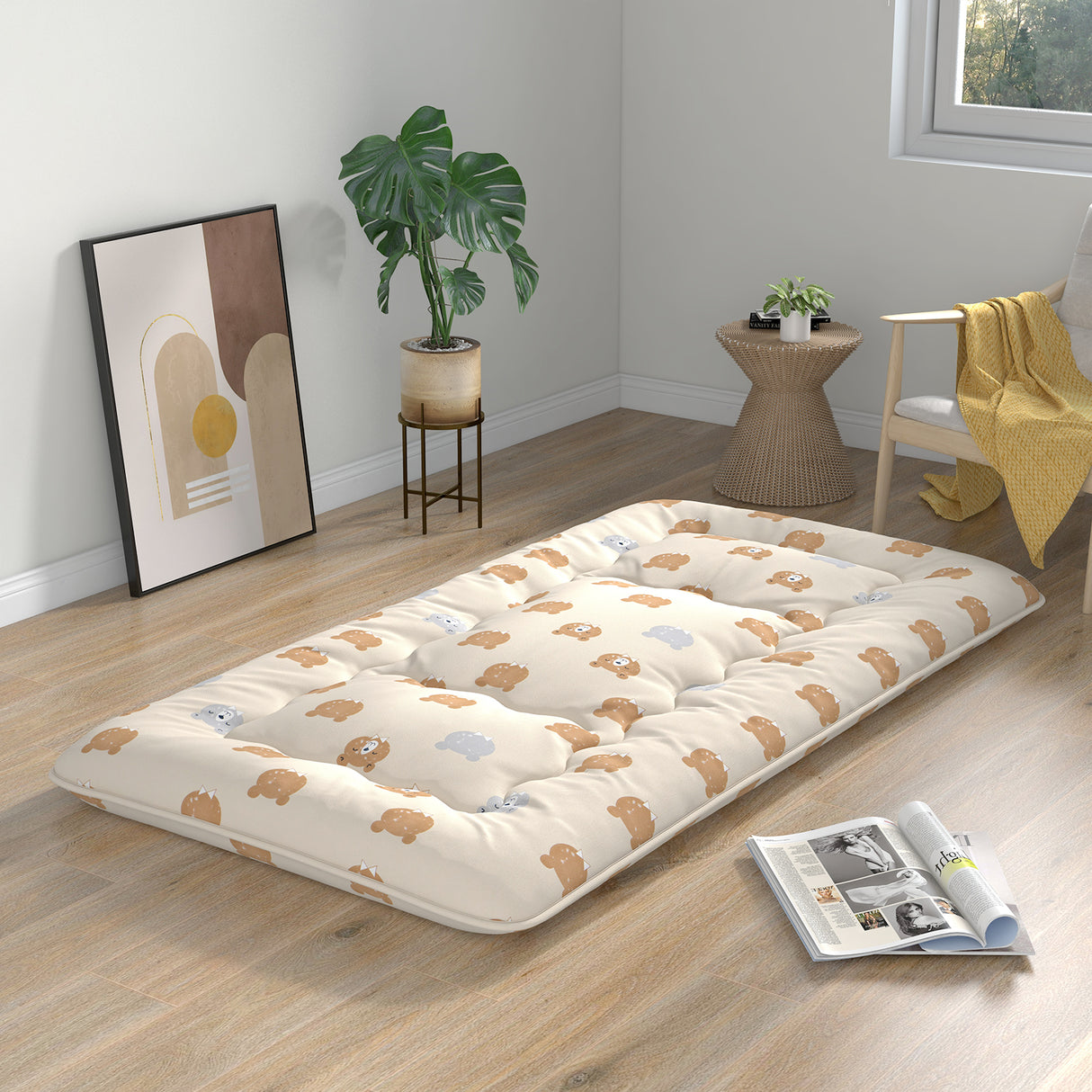 Foldable Futon Mattress with Washable Cover and Carry Bag for Camping