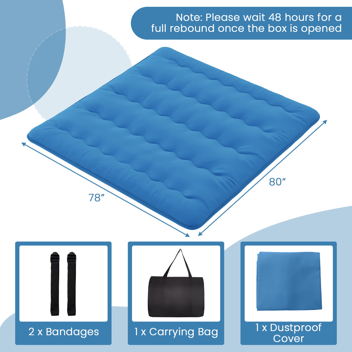 Foldable Futon Mattress with Washable Cover and Carry Bag for Camping Blue
