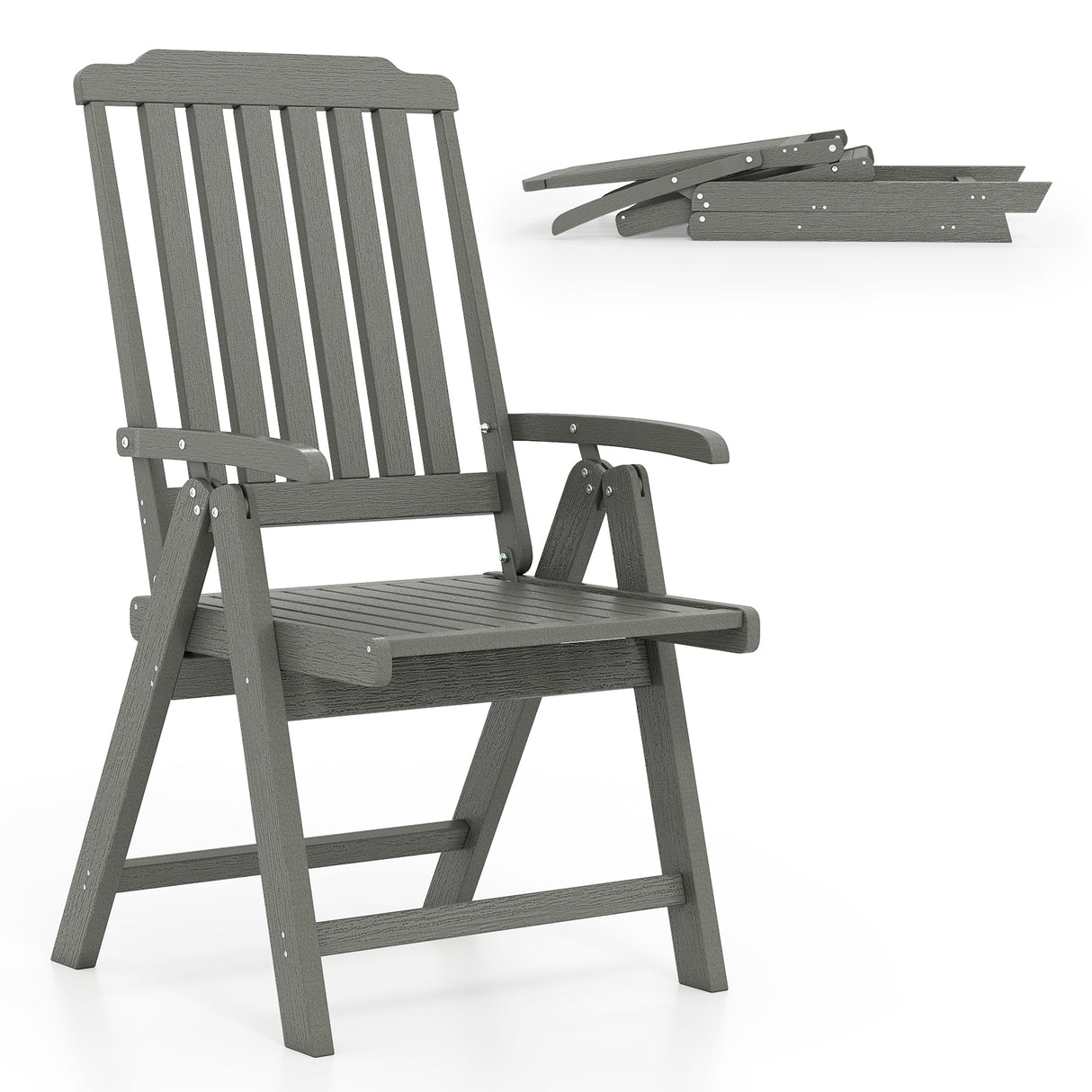 Foldable Patio Chair All-Weather HDPE Outdoor Dining Chair with Armrest
