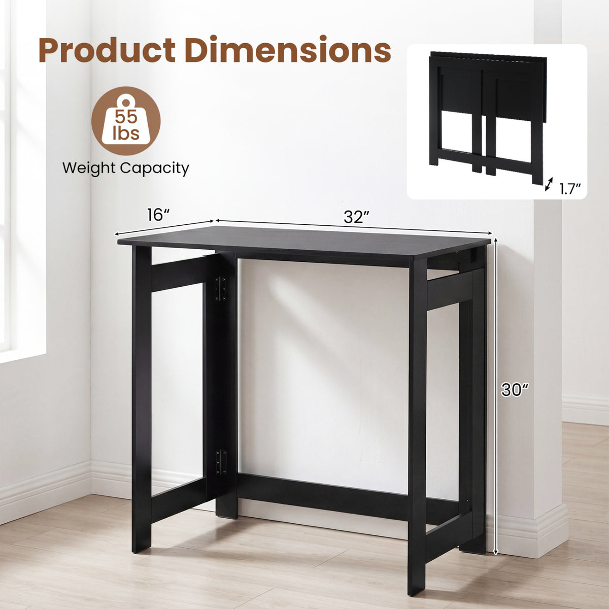 Folding Console Table with Foldable Legs