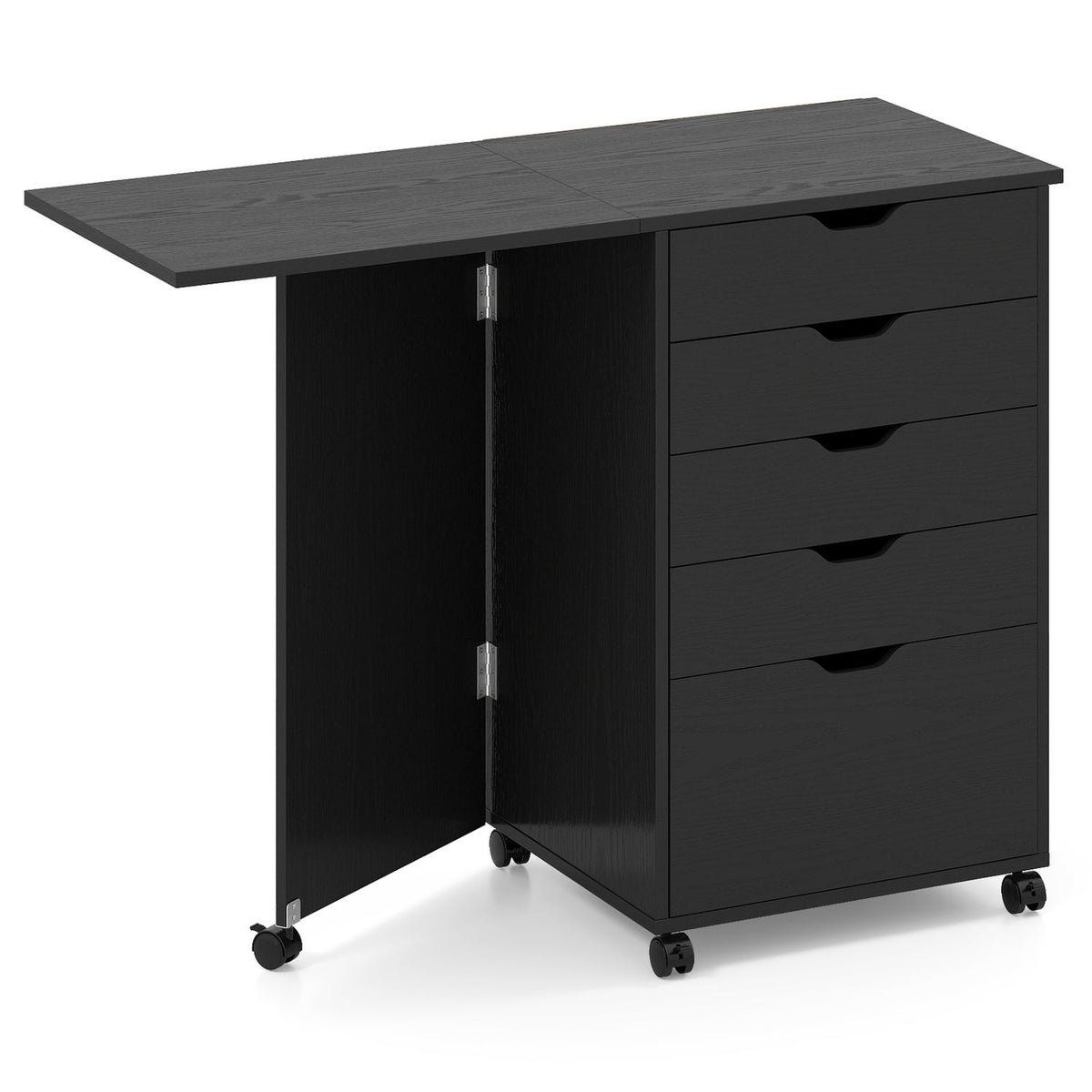 Folding Desk with Storage Drawers and Wheels for Dorms Apartments