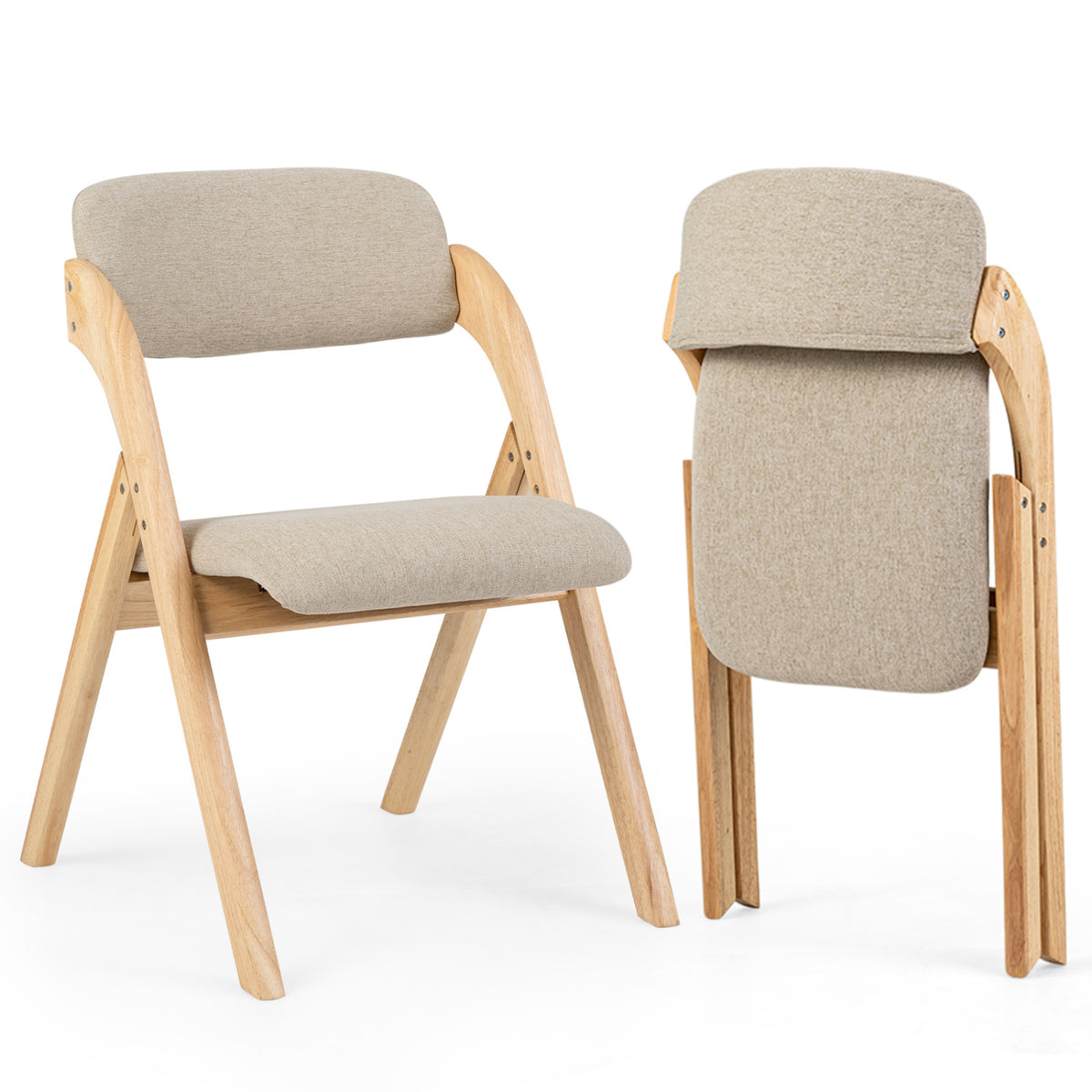 Folding Dining Chairs Set of 2/4 with Cushion