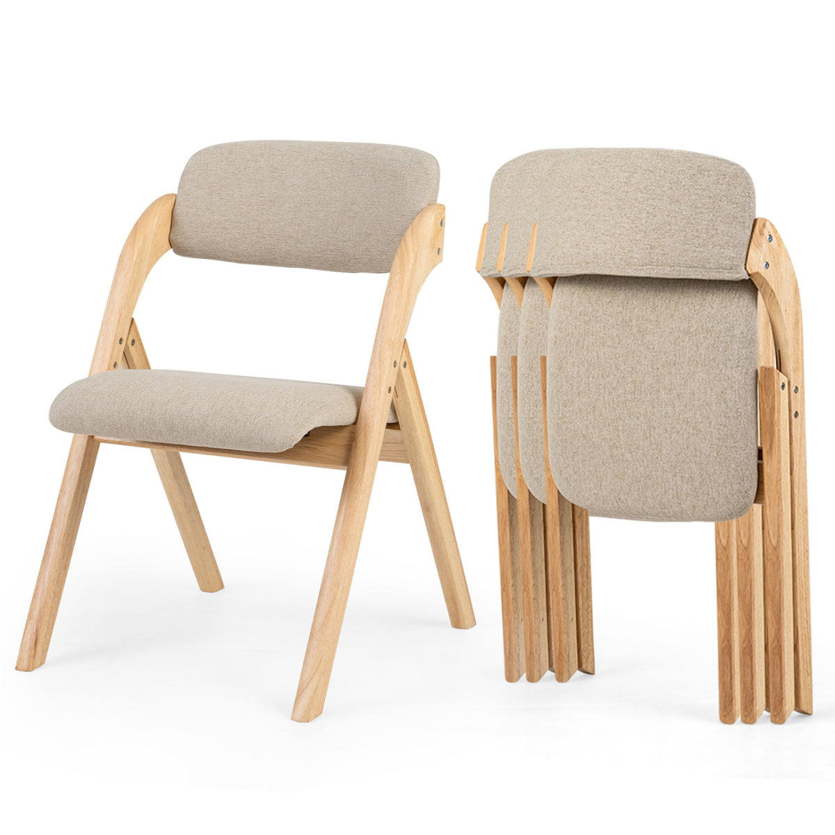 Folding Dining Chairs Set of 2/4 with Cushion