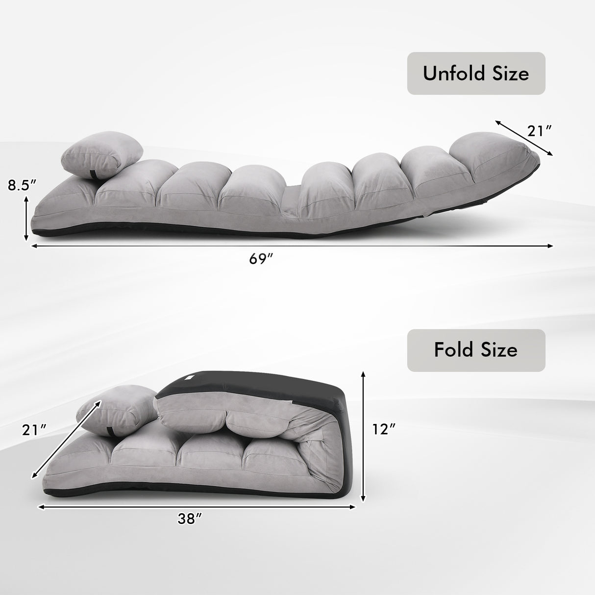 Folding Lazy Sofa Chair Stylish Sofa Couch Beds Lounge Chair W/Pillow