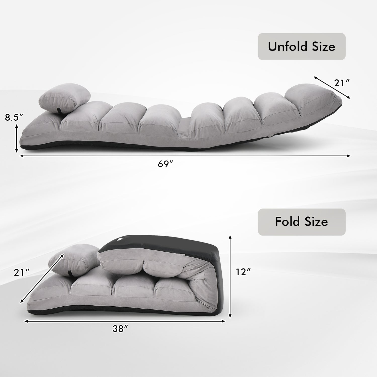 Folding Lazy Sofa Chair Stylish Sofa Couch Beds Lounge Chair W/Pillow