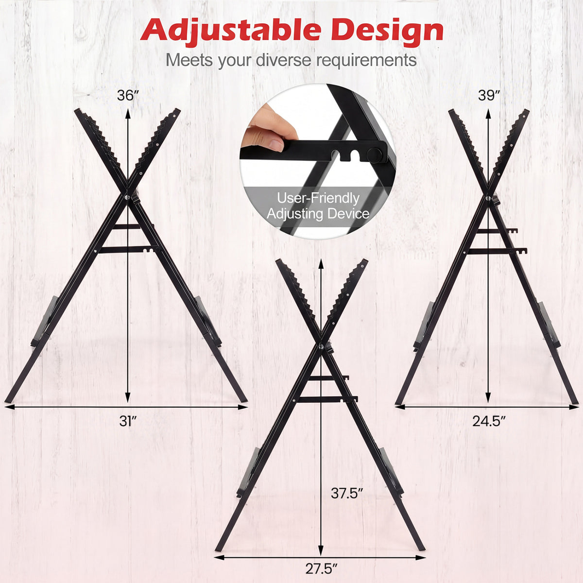 Folding Log Saw Horse with Anti-Slip Sawteeth and Non-Slip Foot Pads Heavy Duty