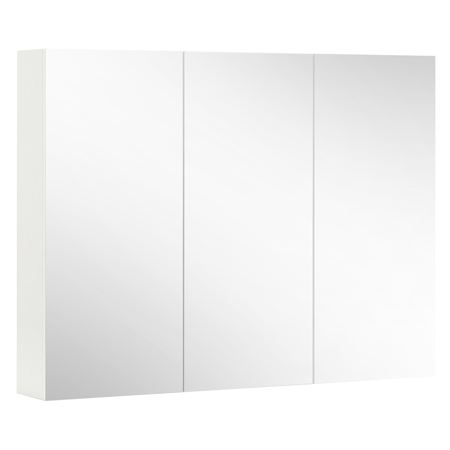 Frameless Bathroom Wall Mounted Mirror Cabinet with 3 Doors and Adjustable Shelves