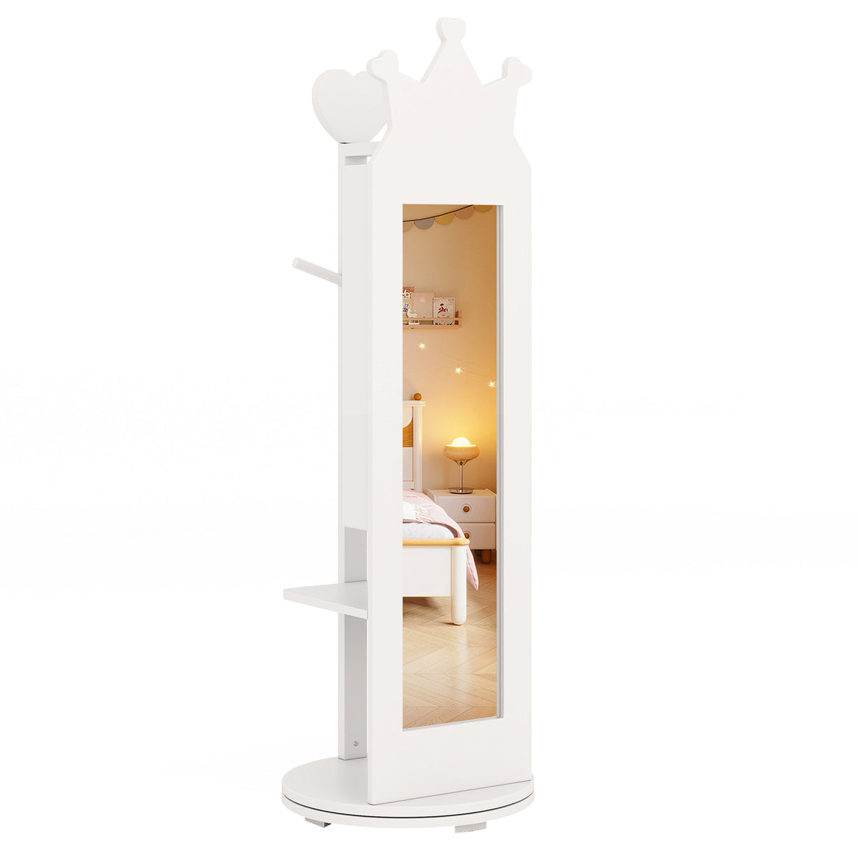 Free-Standing Full Length Mirror Kids Jewelry Armoire Cabinet
