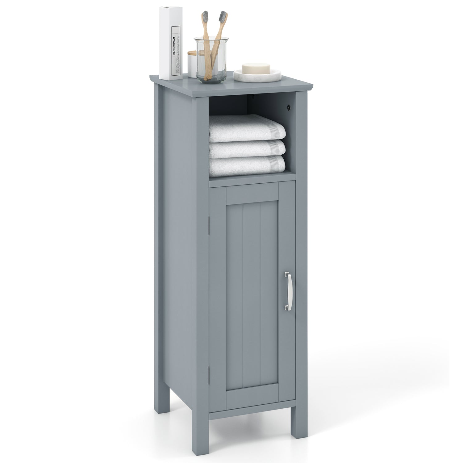 1-Door Freestanding Bathroom Cabinet with Open Shelf