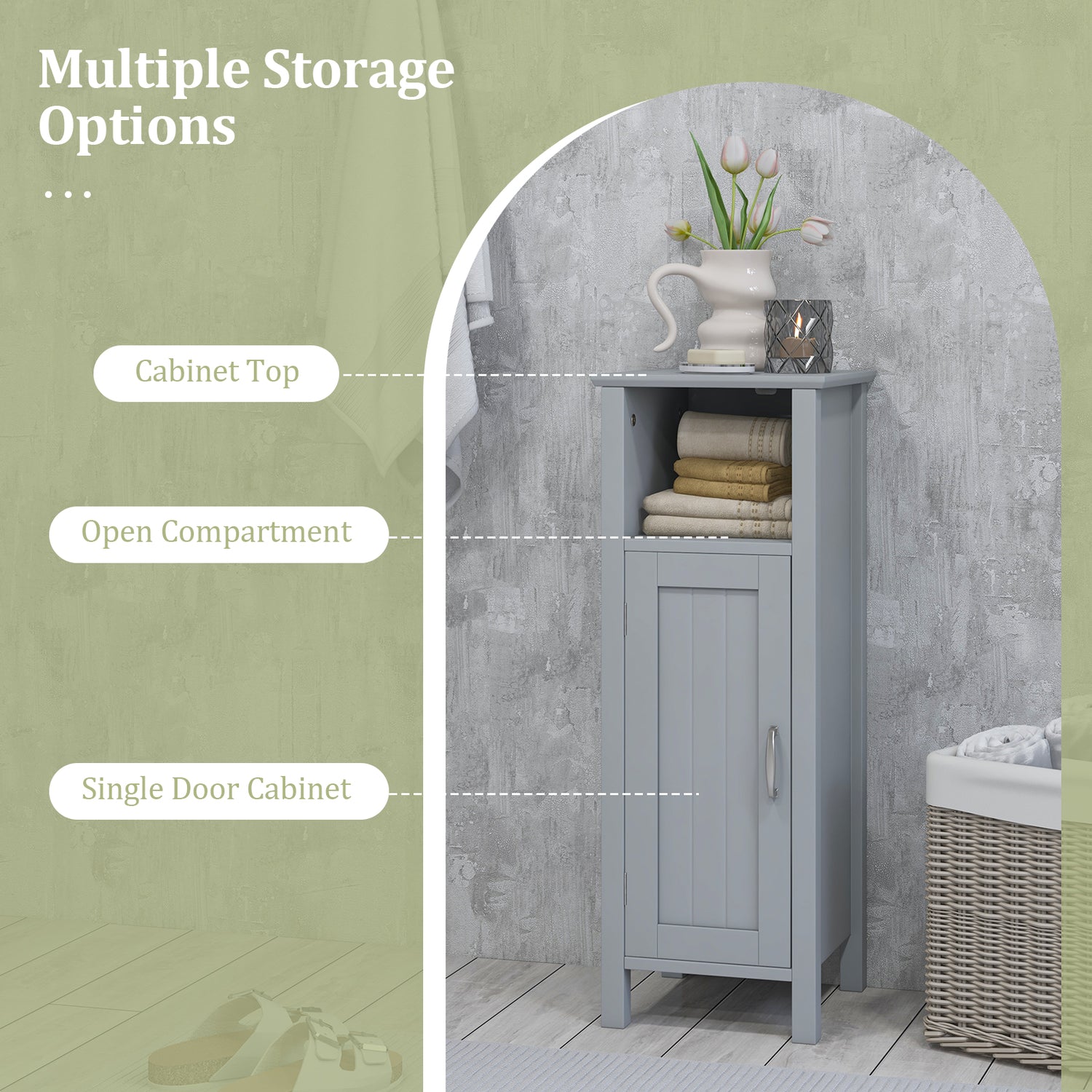 1-Door Freestanding Bathroom Cabinet with Open Shelf
