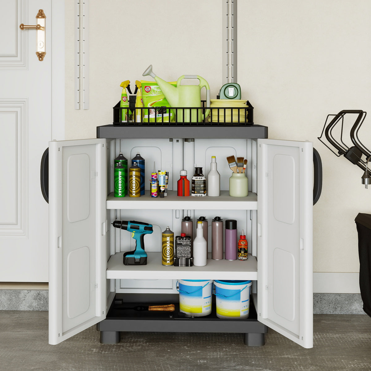 Freestanding Buffet Cabinet Sideboard with 2 Doors and Adjustable Shelves for Kitchen and Garage