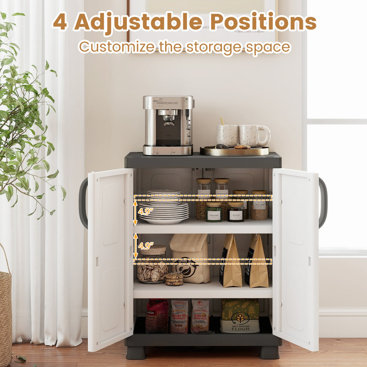Freestanding Buffet Cabinet Sideboard with 2 Doors and Adjustable Shelves for Kitchen and Garage