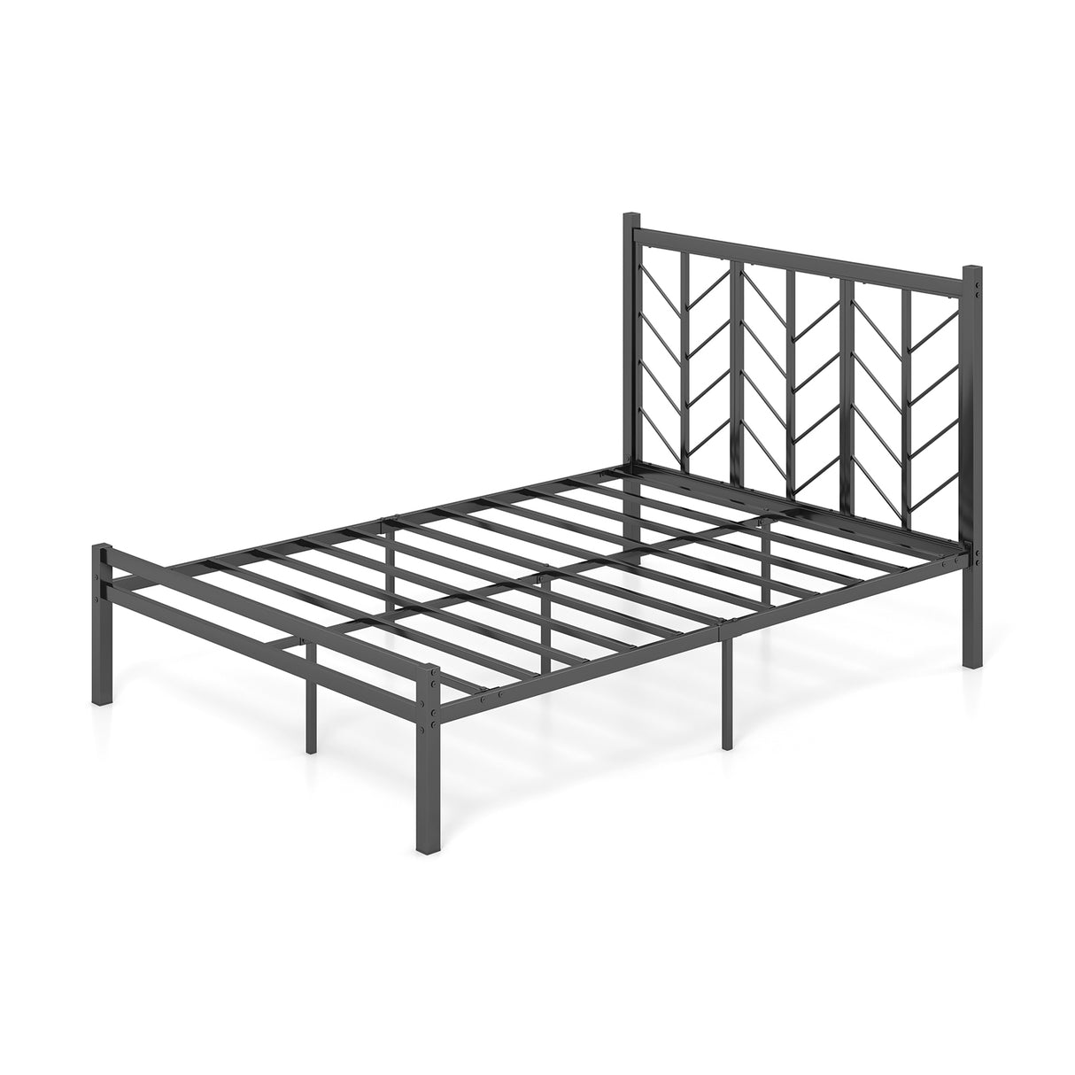 Twin Size Platform Bed with Headboard and Metal Frame