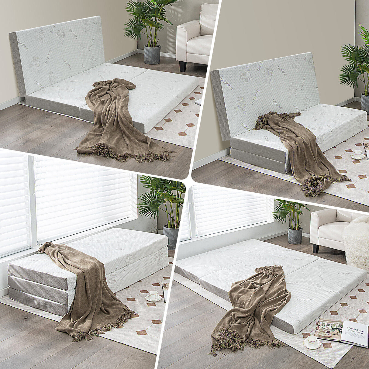 4 Inch Tri-fold Cooling Gel Memory Foam Mattress