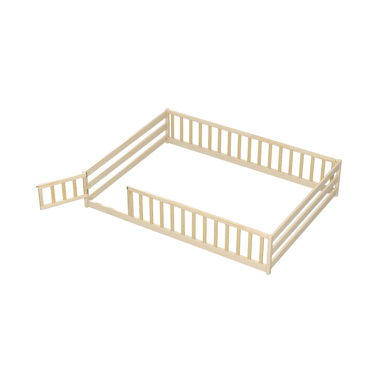 Full Size Floor Bed with Full Length Safety Guardrails