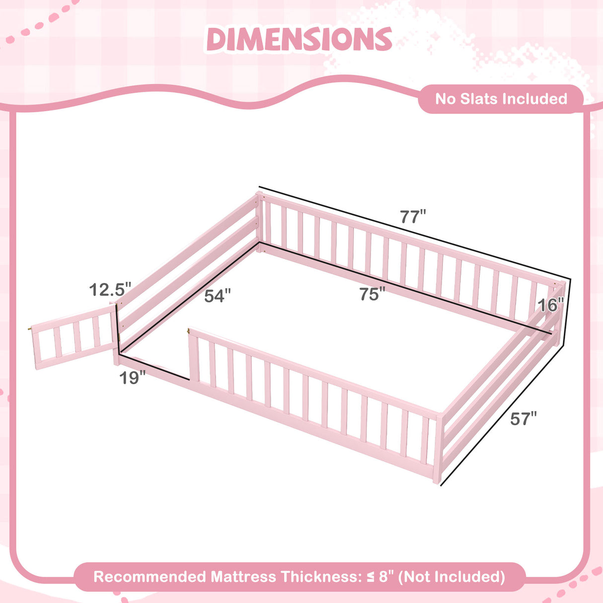 Full Size Floor Bed with Full Length Safety Guardrails
