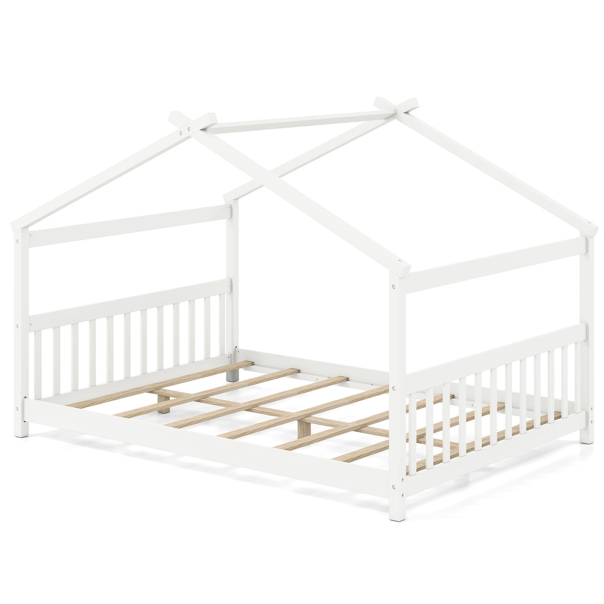 Full Size House Bed Montessori Floor Bed with Headboard