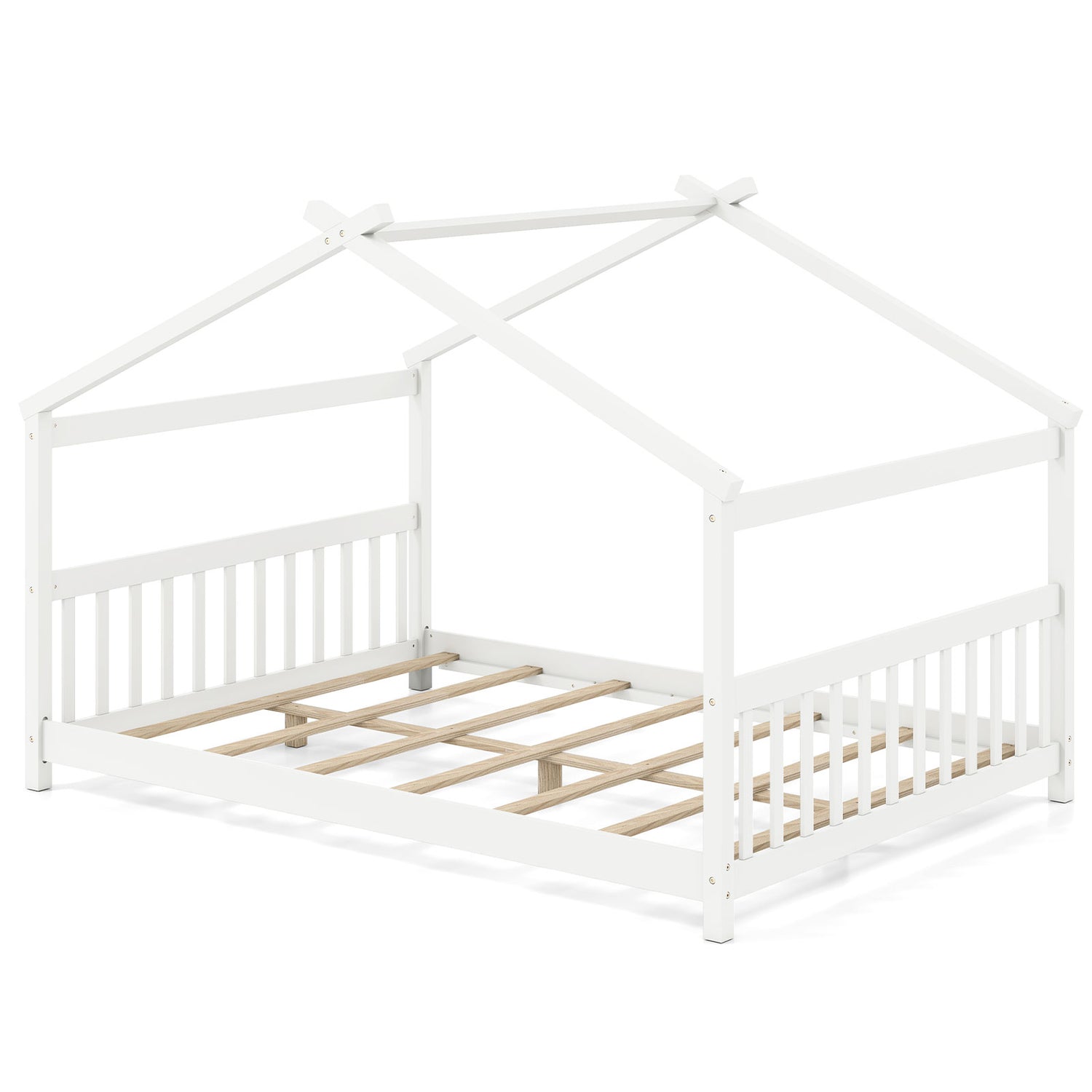 Full Size House Bed Montessori Floor Bed with Headboard